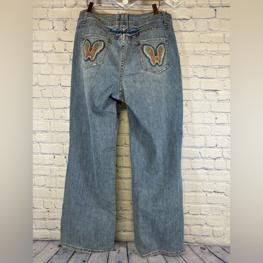 Vintage Faded Glory Light Wash Boho Festival Stevie Y2K Straight Leg Jeans 16